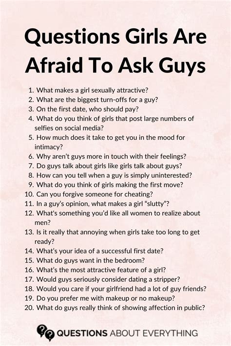 questions to ask guys about girls|260 Questions To Ask a Girl (Funny, Interesting,。